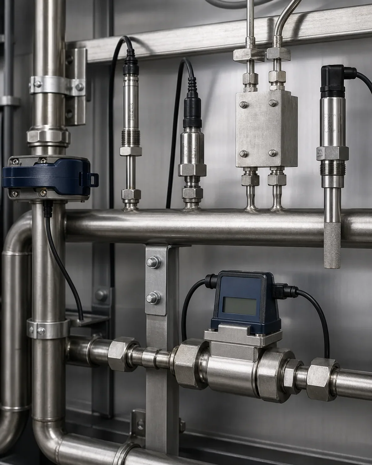 Sensors capture the operating values of a compressed-air station